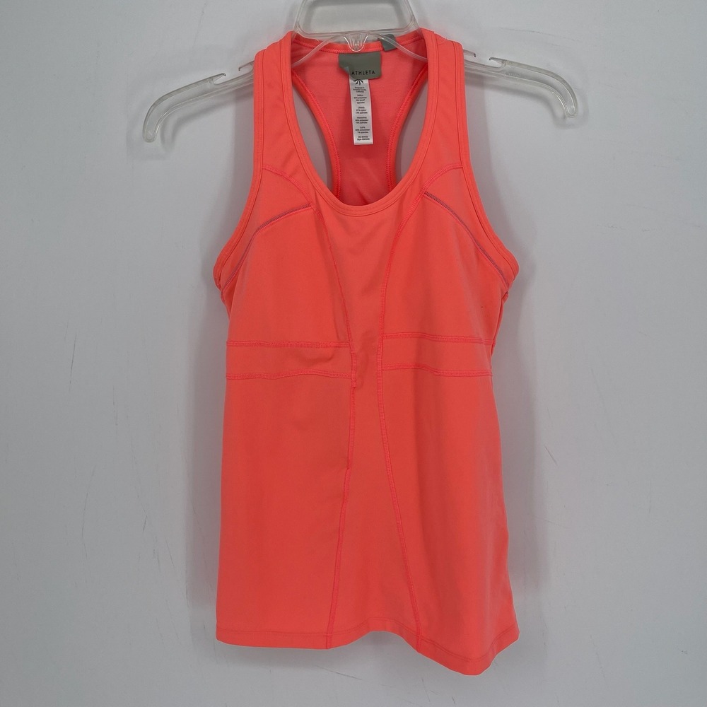 Athleta‎ Women's Orange Racerback Pocketed Athletic Gym Cycling Tank Top Size S